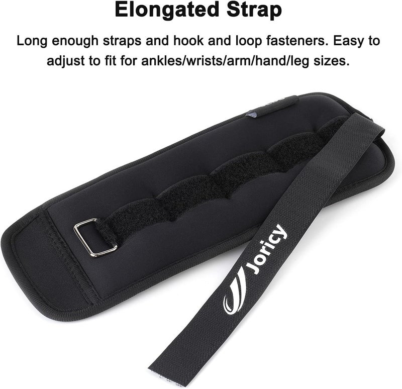 JORICY Ankle Weights A Pair of 1/2/3/4/6/8/10/12/20 LBS Wrist Leg Arm Weights for Women Men with Adjustable Straps, Strength weighted for Physical Therapy Running Walking Fitness Gym Workout - Image 3